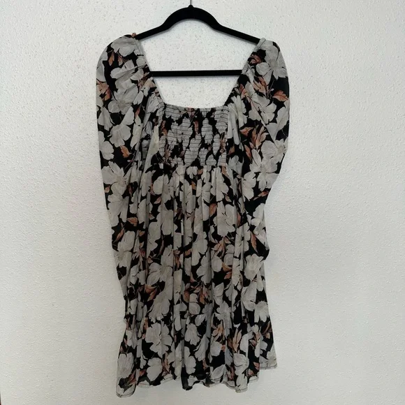 Abercrombie & Fitch Floral Emerson Chiffon Long Sleeve Mini Dress Sz. SMALL TALL - Picture 3 of 8